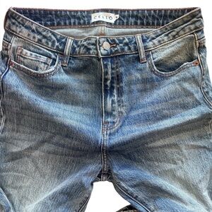 Cello High Rise Flare Jeans Medium Wash Stretch Denim Size 9